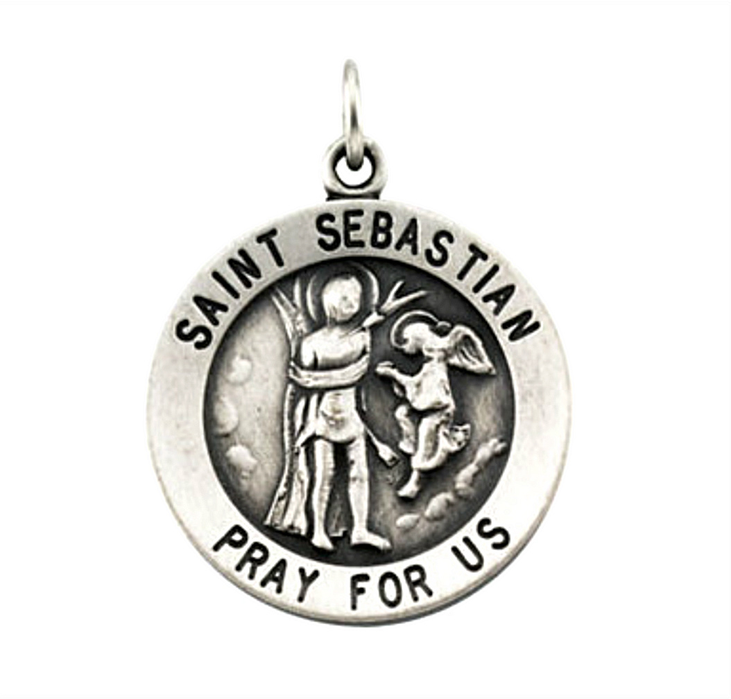 Sterling Silver St. Sebastian Necklace, 18