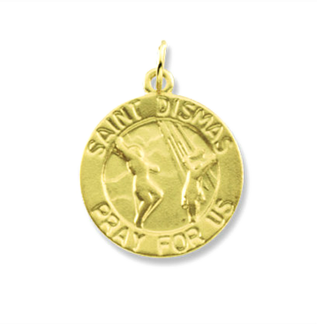 14k Yellow Gold Round St. Dismas Medal (15 MM).