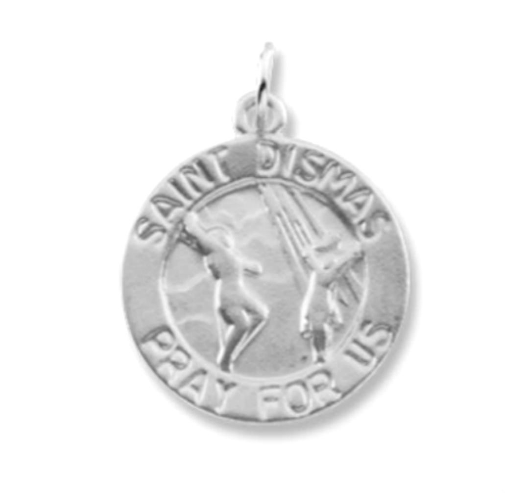Sterling Silver Round St. Dismas Medal (15MM)