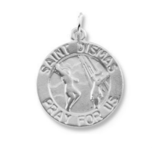 Sterling Silver Round St. Dismas Medal (15MM)