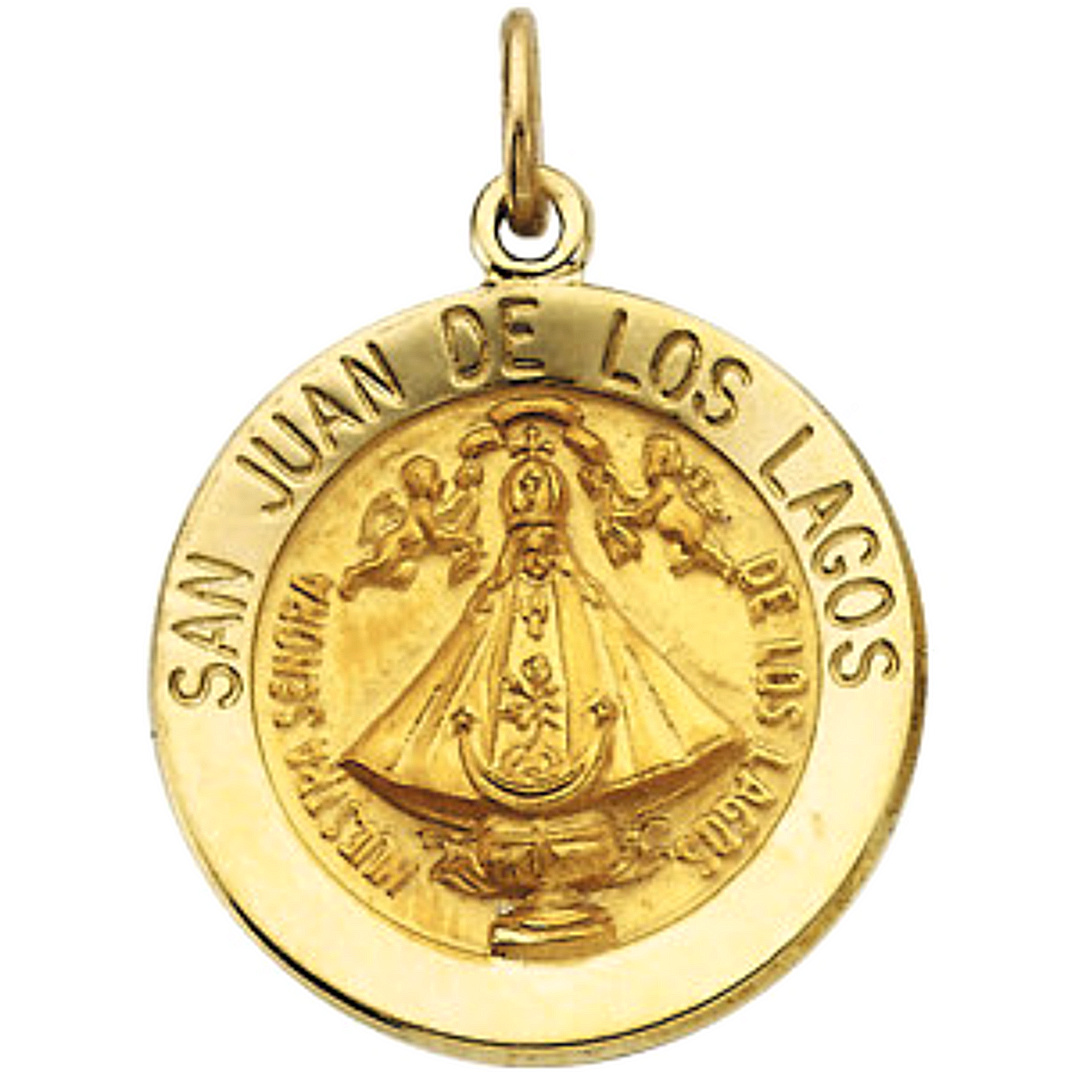 14k Yellow Gold Round San Juan de Los Lagos Medal (12 MM).