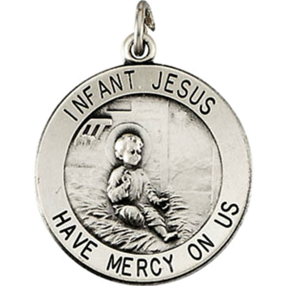 Sterling Silver Infant Jesus Medal Necklace, 18