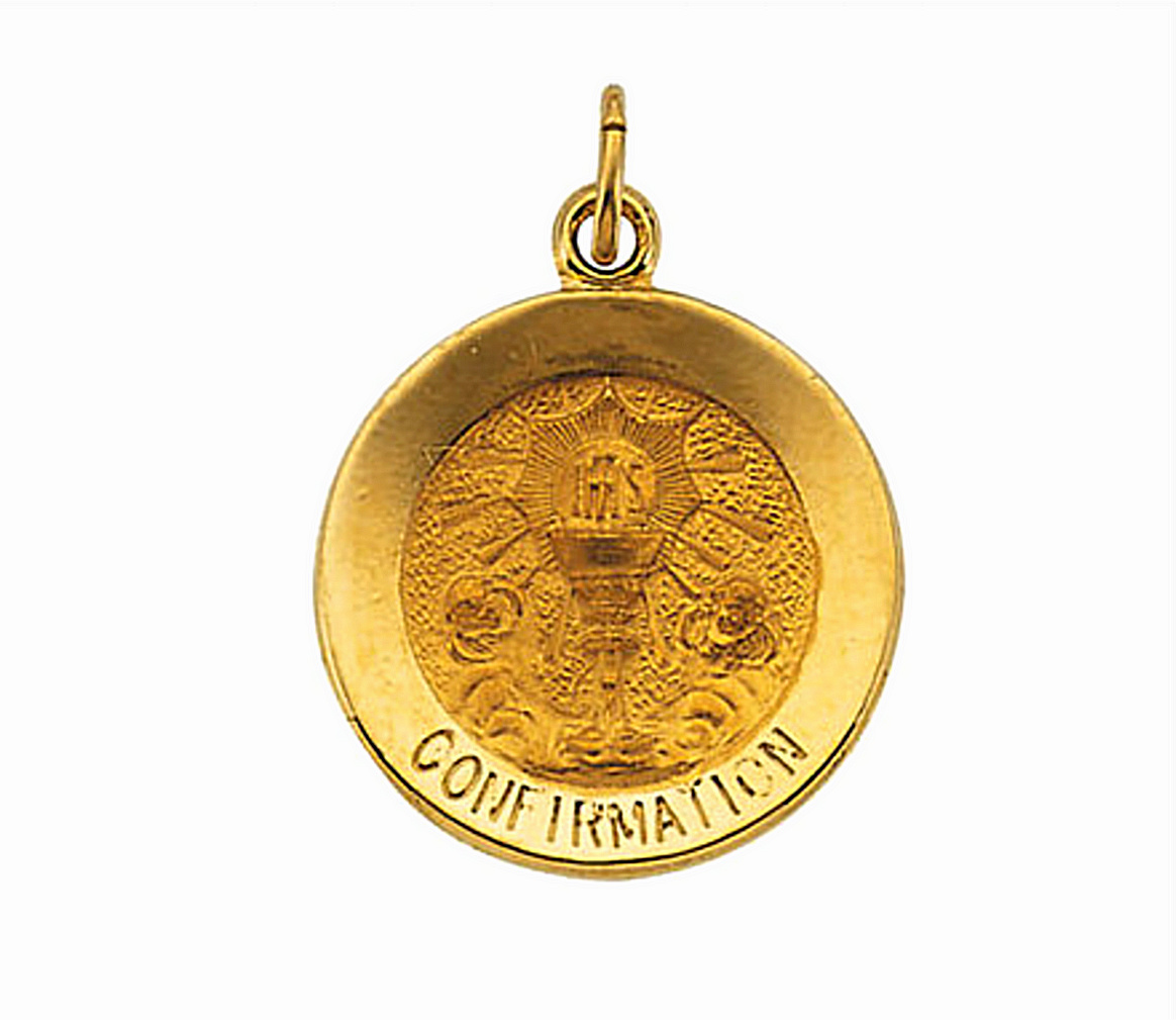 14k Yellow Gold Round Confirmation Medal (15 MM) R16368_1000MP