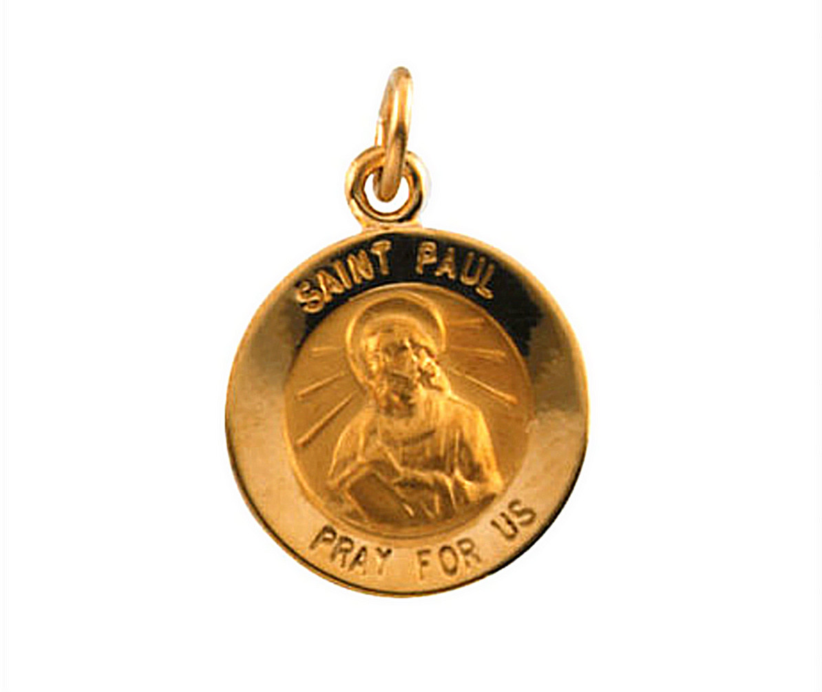 14k Yellow Gold Round St. Paul the Apostle Medal (12MM) R16370_1000MP
