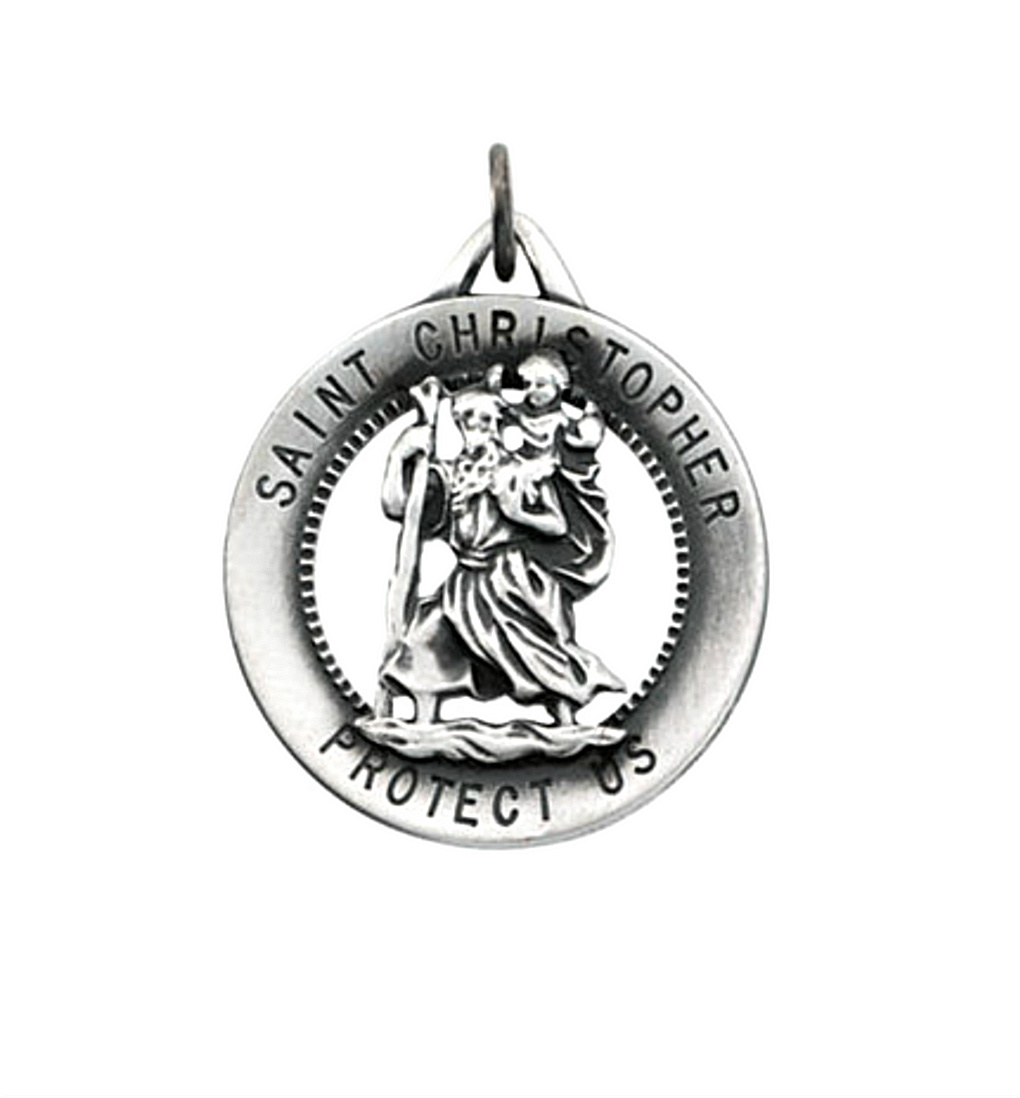 Solid Sterling Silver St. Christopher Medal (25.25mm) Patron Saint of Athletes, Porters, Sailors and Travelers.