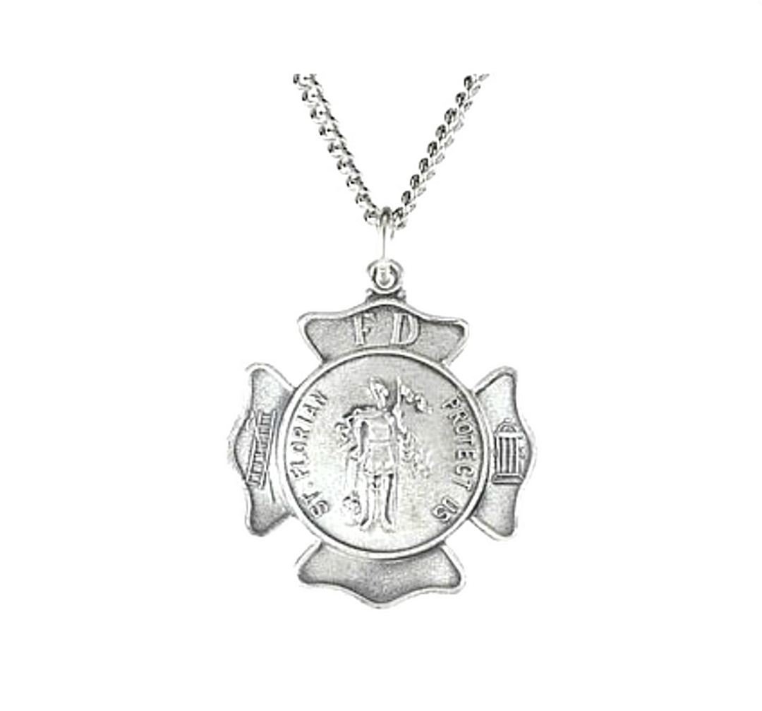 Sterling Silver St. Florian Necklace, 18