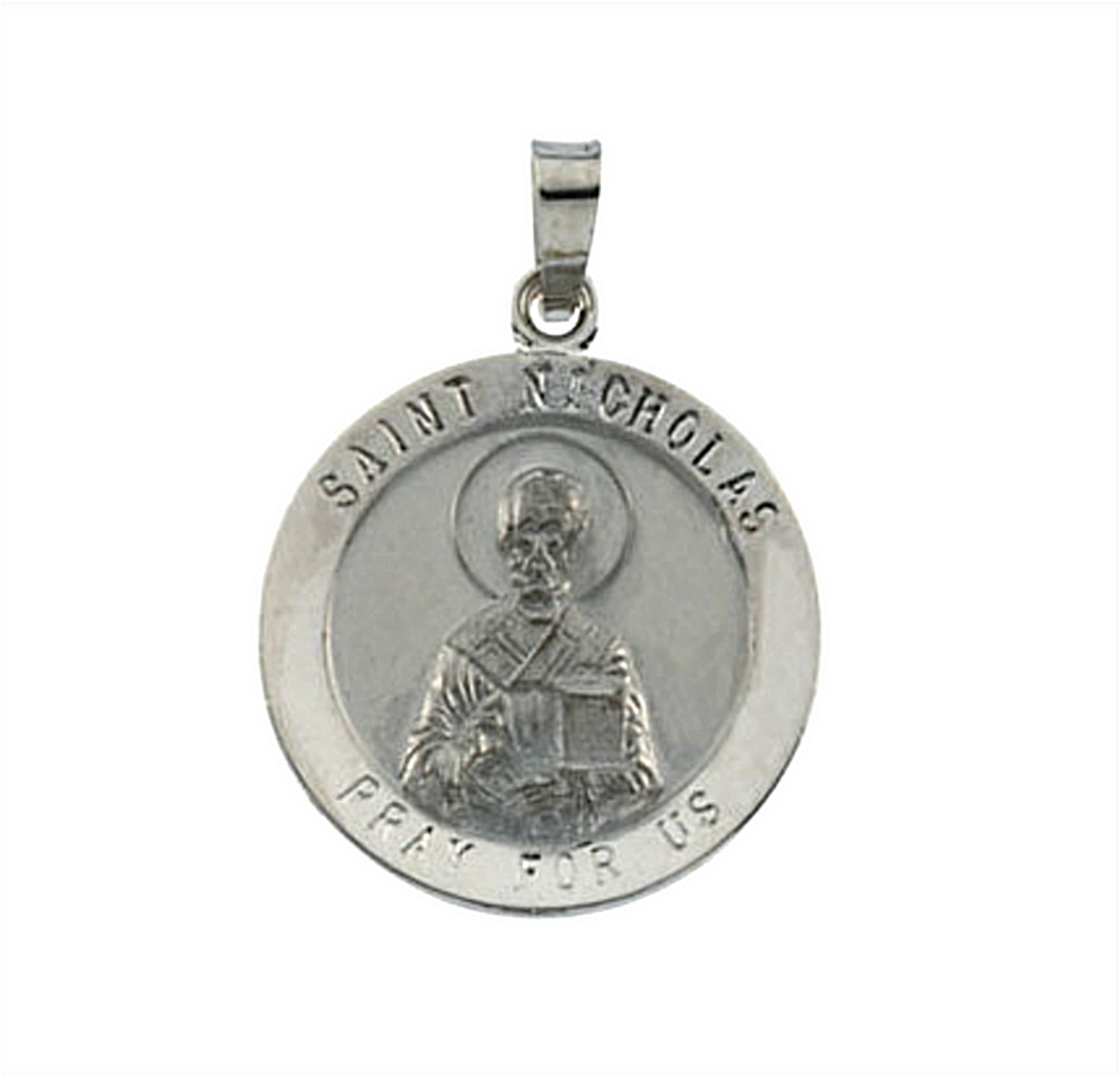 14k White Gold St. Nicholas Medal (18.25MM)