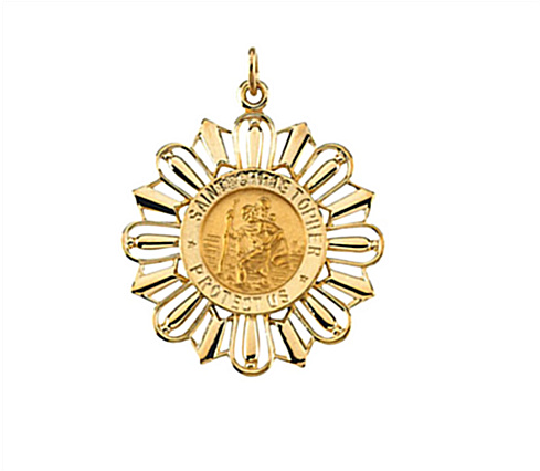 14k Yellow Gold St. Christopher Medal (30x26 MM).