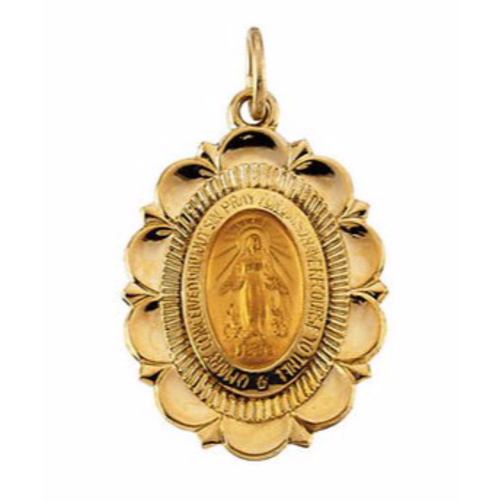 14k Yellow Gold Miraculous Medal (22x16 MM).