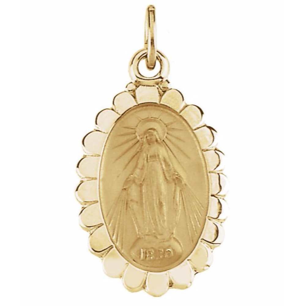 14k Yellow Gold Miraculous Medal 17x11 MM.