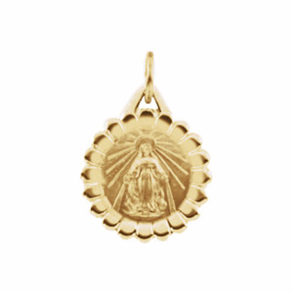 14k Yellow Gold Miraculous Medal (13x11 MM) .