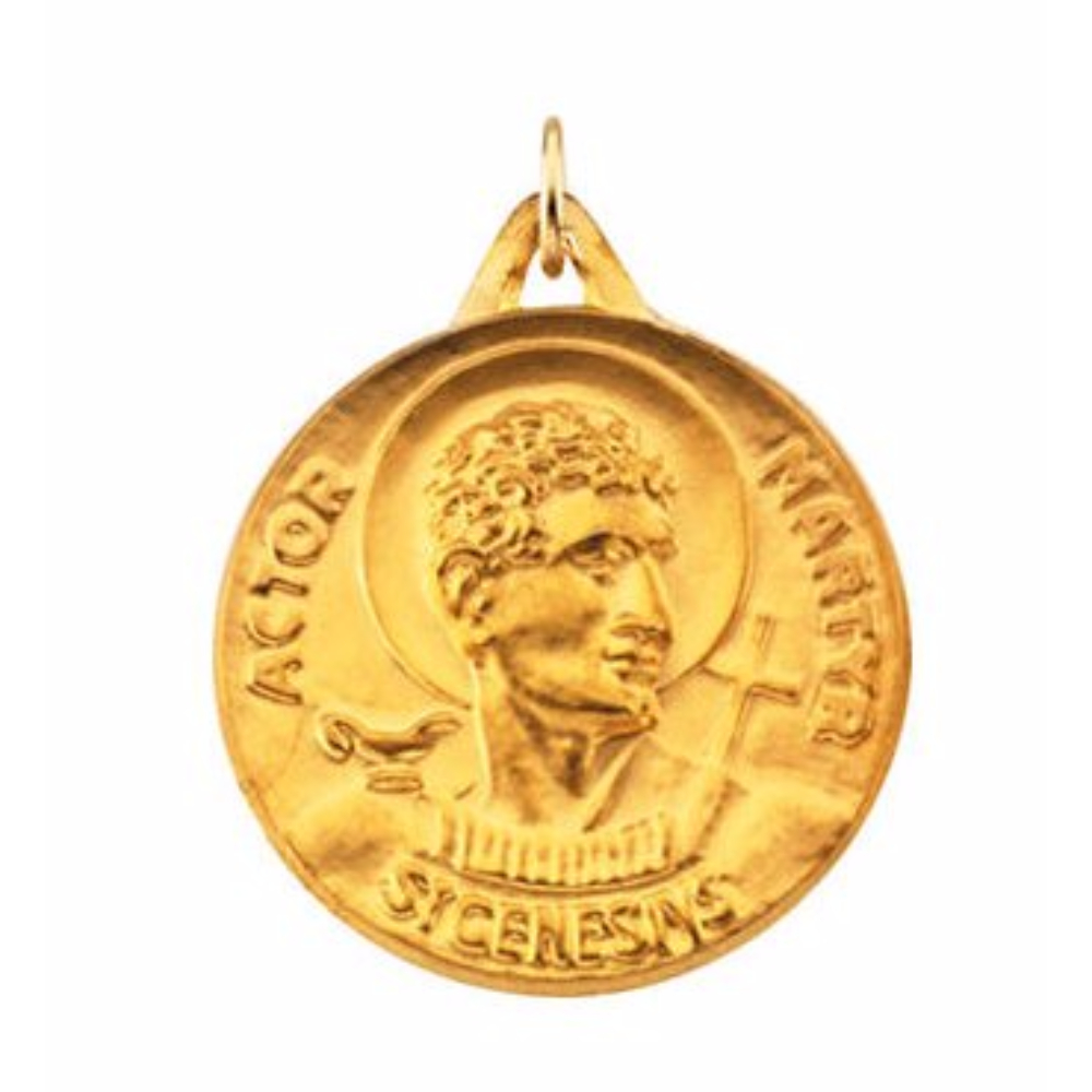 14k Yellow Gold St. Genesius Medal (23 MM) .
