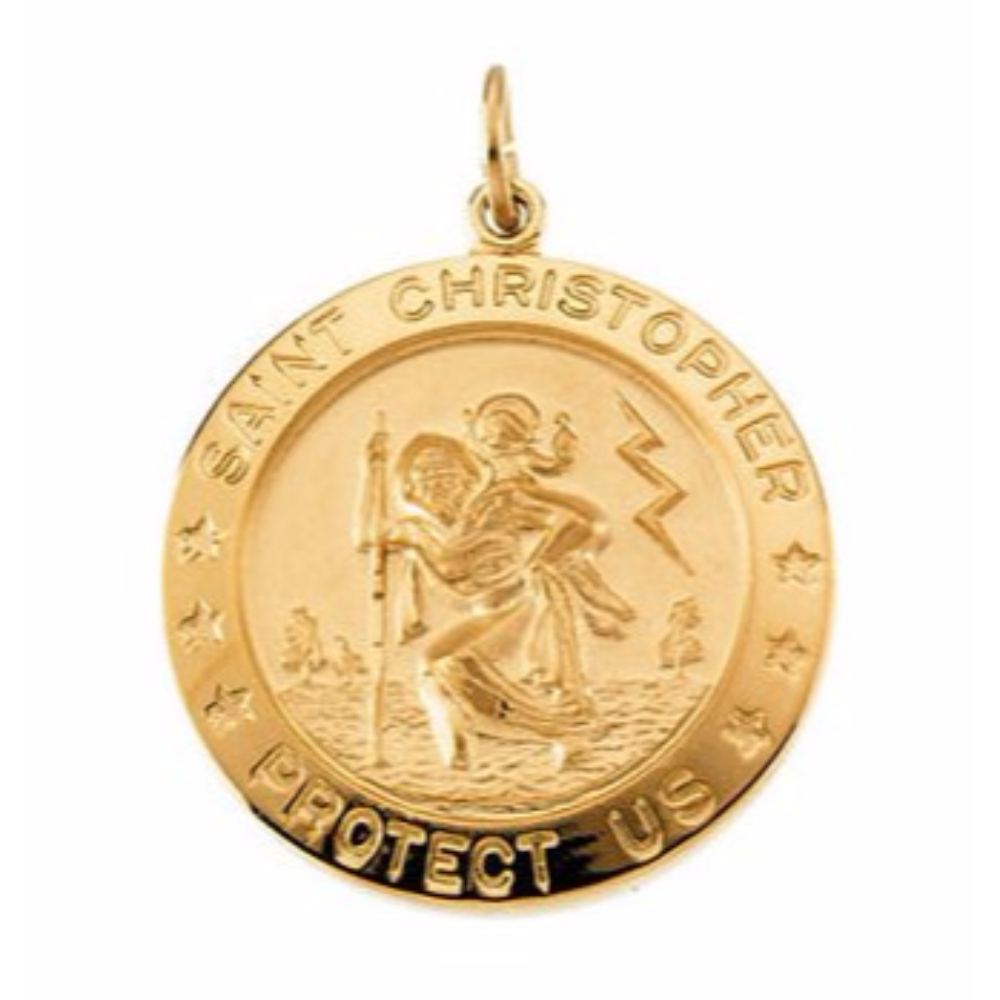 Yellow Gold Filled St. Christopher Medal (25 MM).
