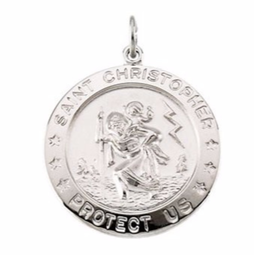 Sterling Silver Round St. Christopher Medal (25 MM)