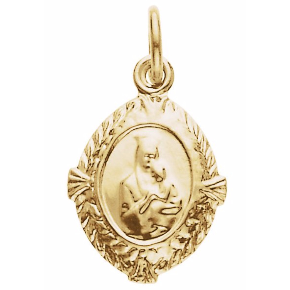 14k Yellow Gold Our Lady of Perpetual Help Medal (12x9 MM) 