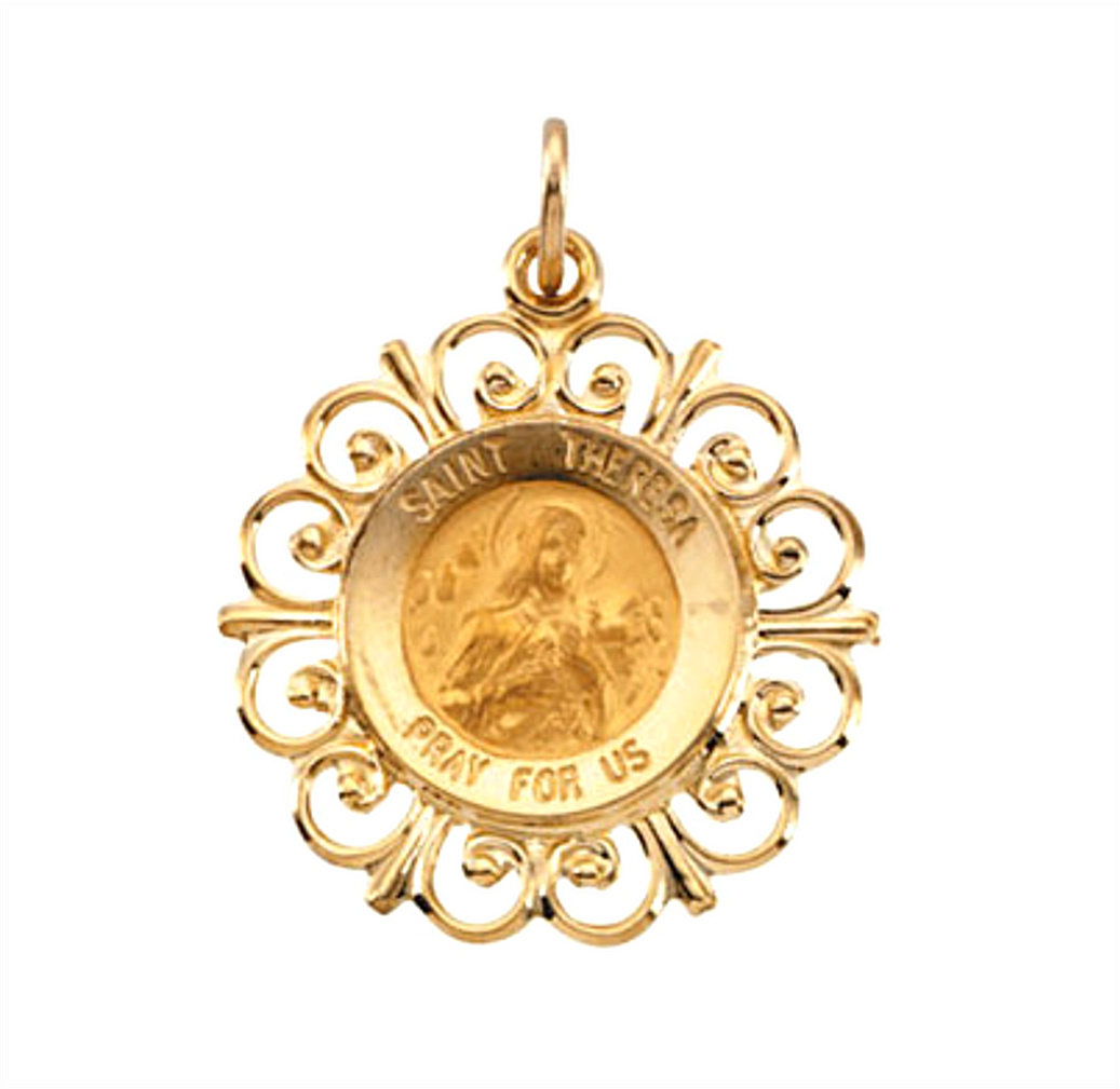 14k Yellow Gold St. Theresa Medal (20x18.5MM)