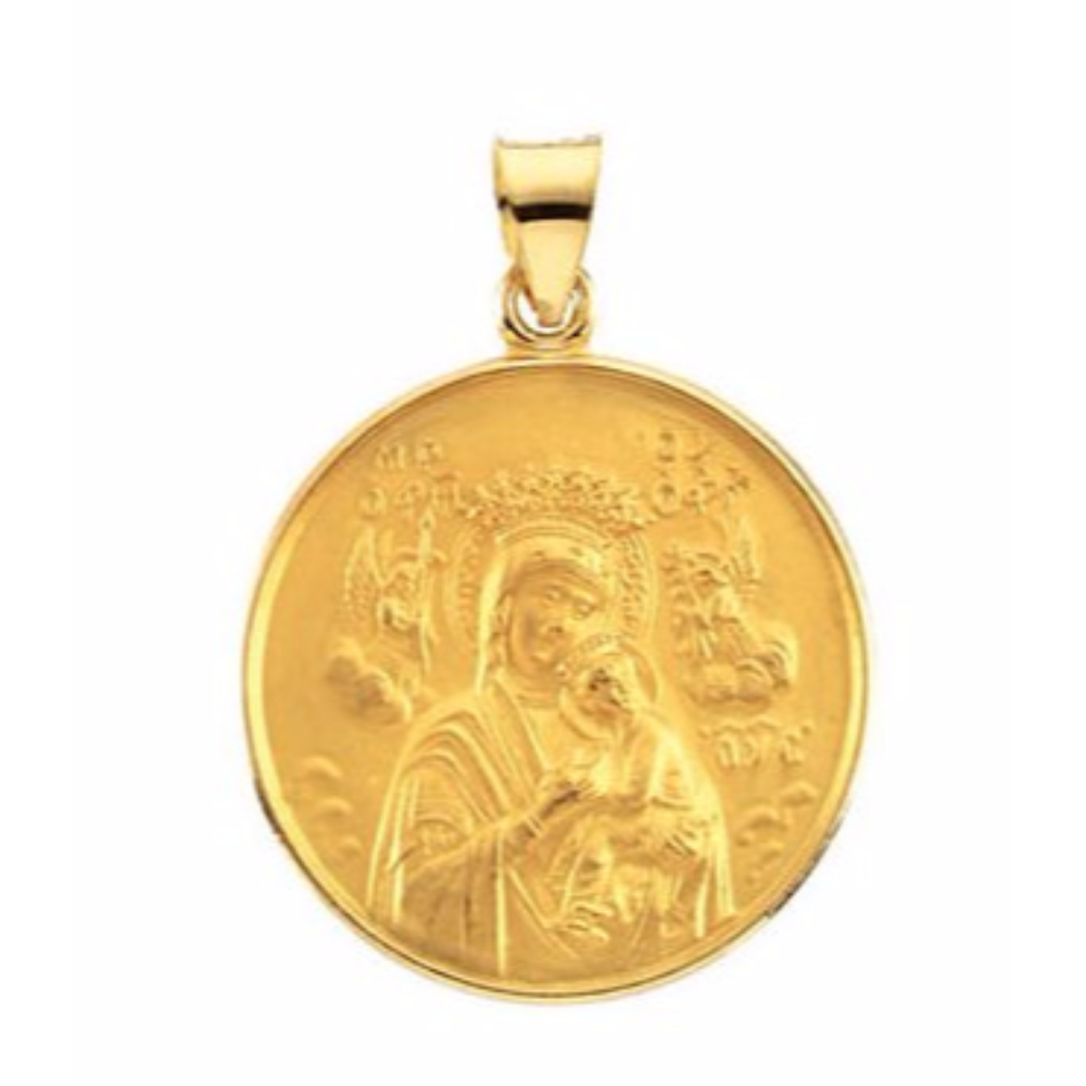 18k Yellow Gold Our Lady of Perpetual Help Medal (24.5 MM)
