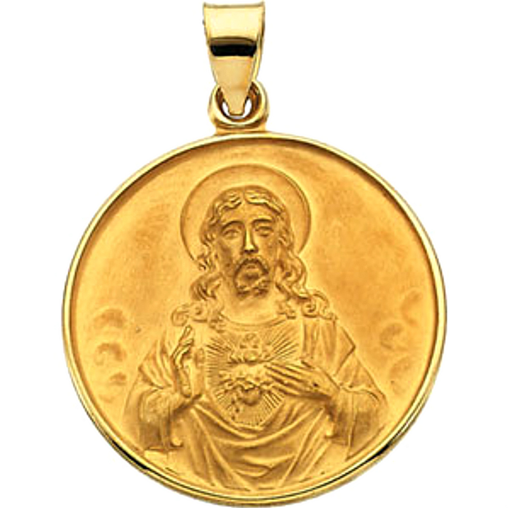 18k Yellow Gold Sacred Heart Medal (24.5 MM)