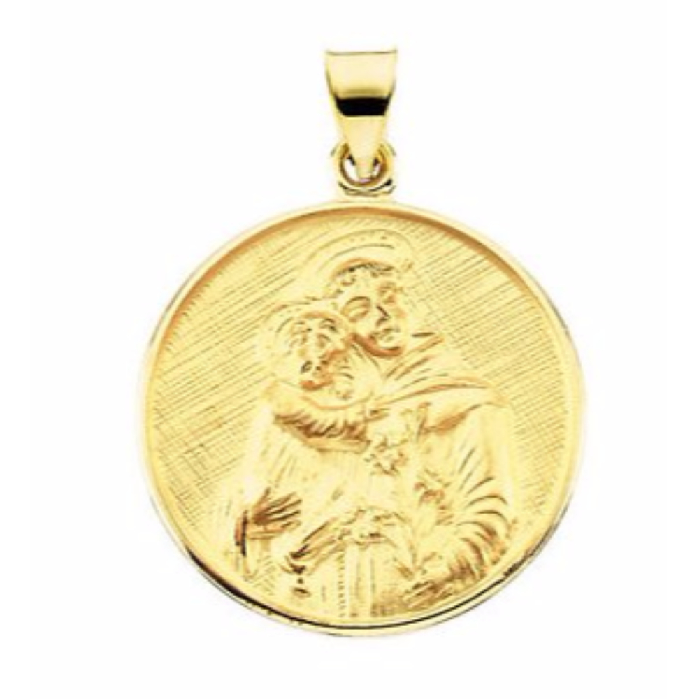 18k Yellow Gold St. Anthony of Padua Medal (13 MM) 