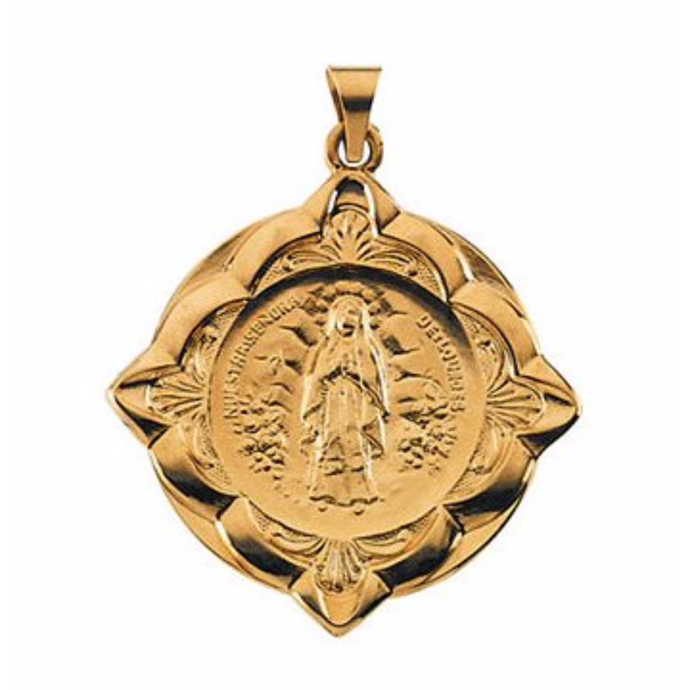 14k Yellow Gold Our Lady of Lourdes Medal (31x31 MM) 