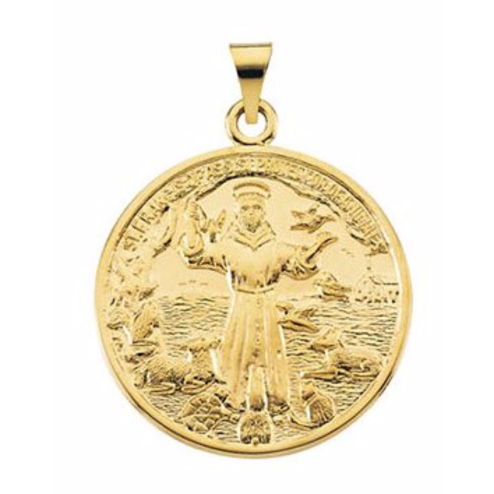 14k Yellow Gold St. Francis of Assisi Medal 