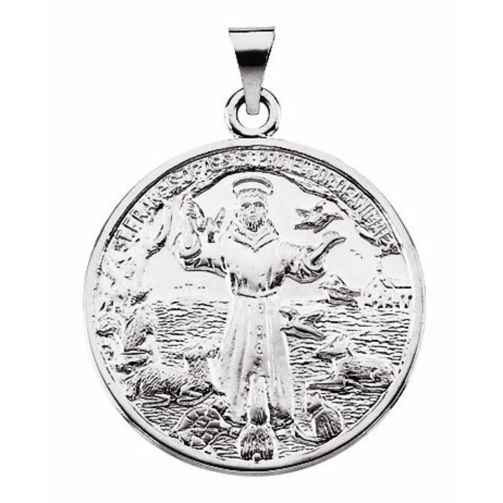 Sterling Silver St. Francis of Assisi Medal (26 MM) 