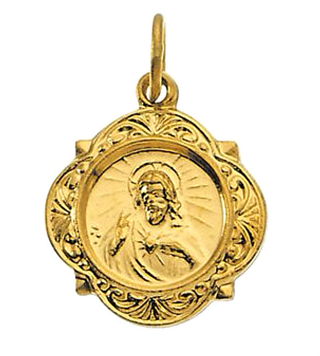 14k Yellow Gold Sacred Heart of Jesus Medal (12.14x12.09 MM).