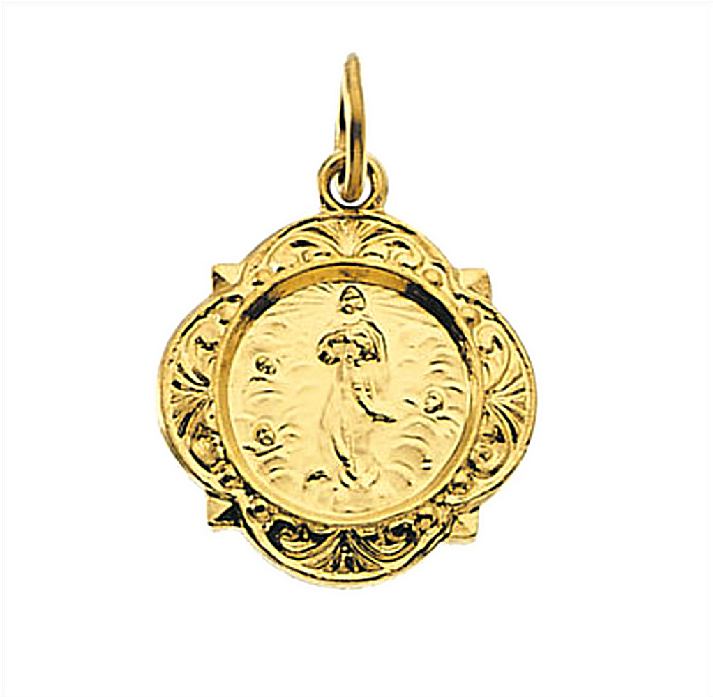 14k Yellow Gold Our Lady of Assumption Medal (12x12 MM) R16993_1000MP