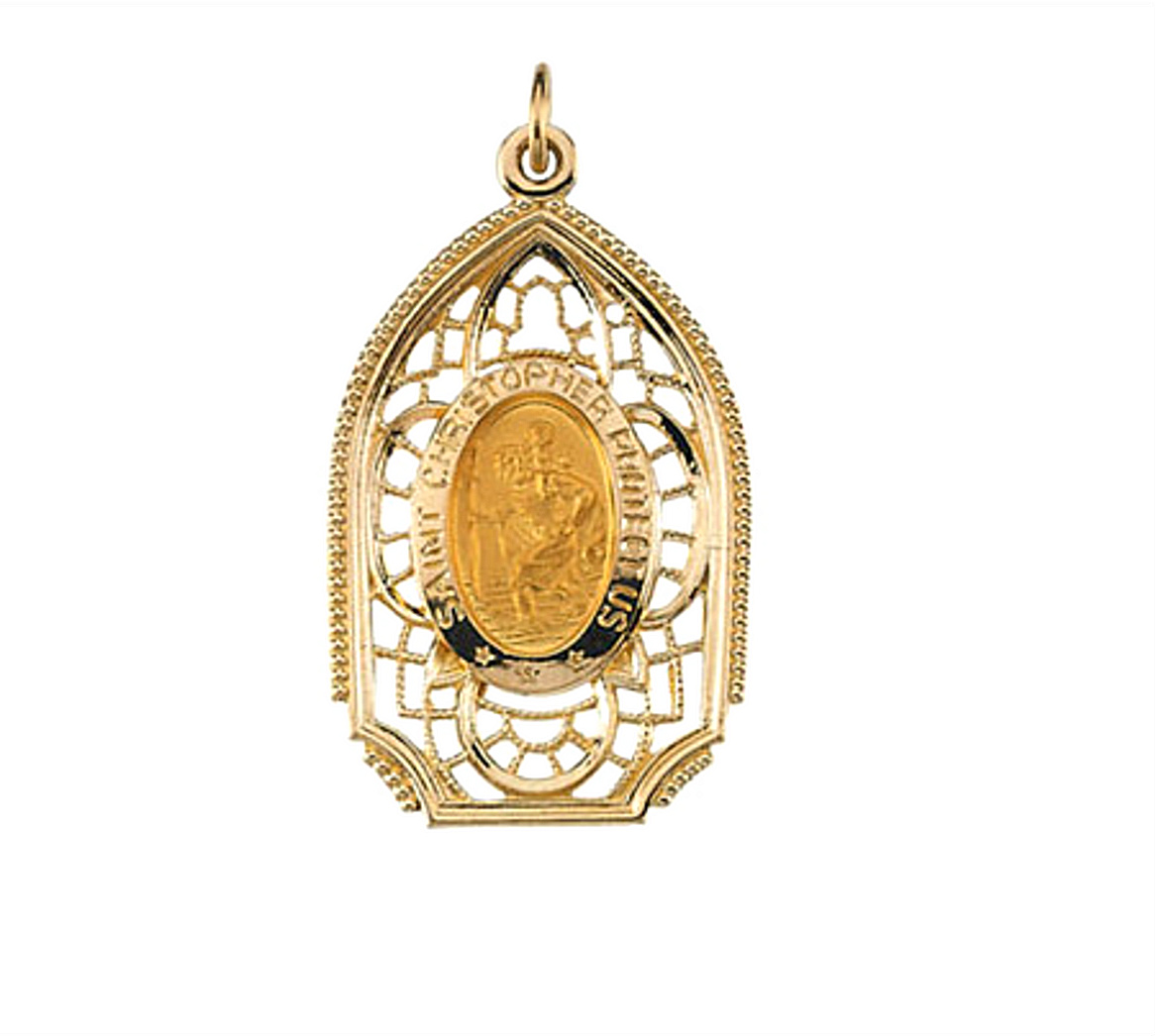 14k Yellow Gold St. Christopher Medal (31.5x19 MM).