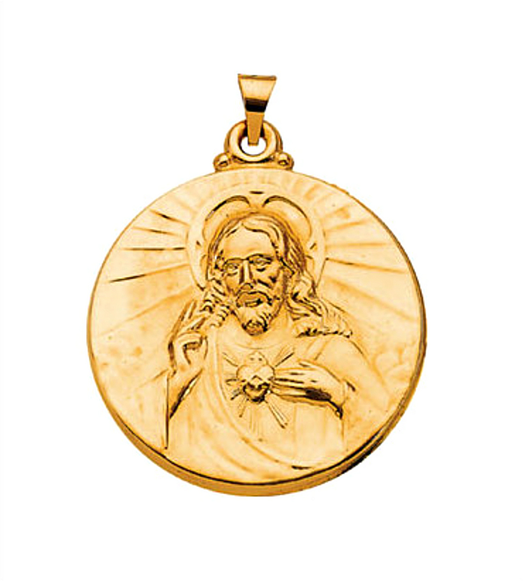 14k Yellow Gold Sacred Heart of Jesus Medal (30.5 MM).