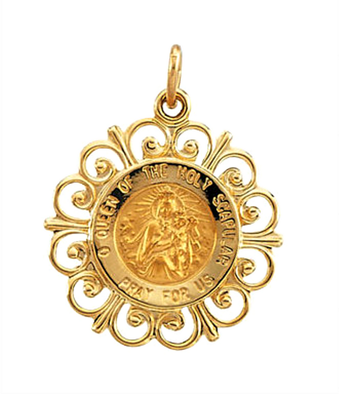 14k Yellow Gold Round Scapular Medal (18.5 MM).