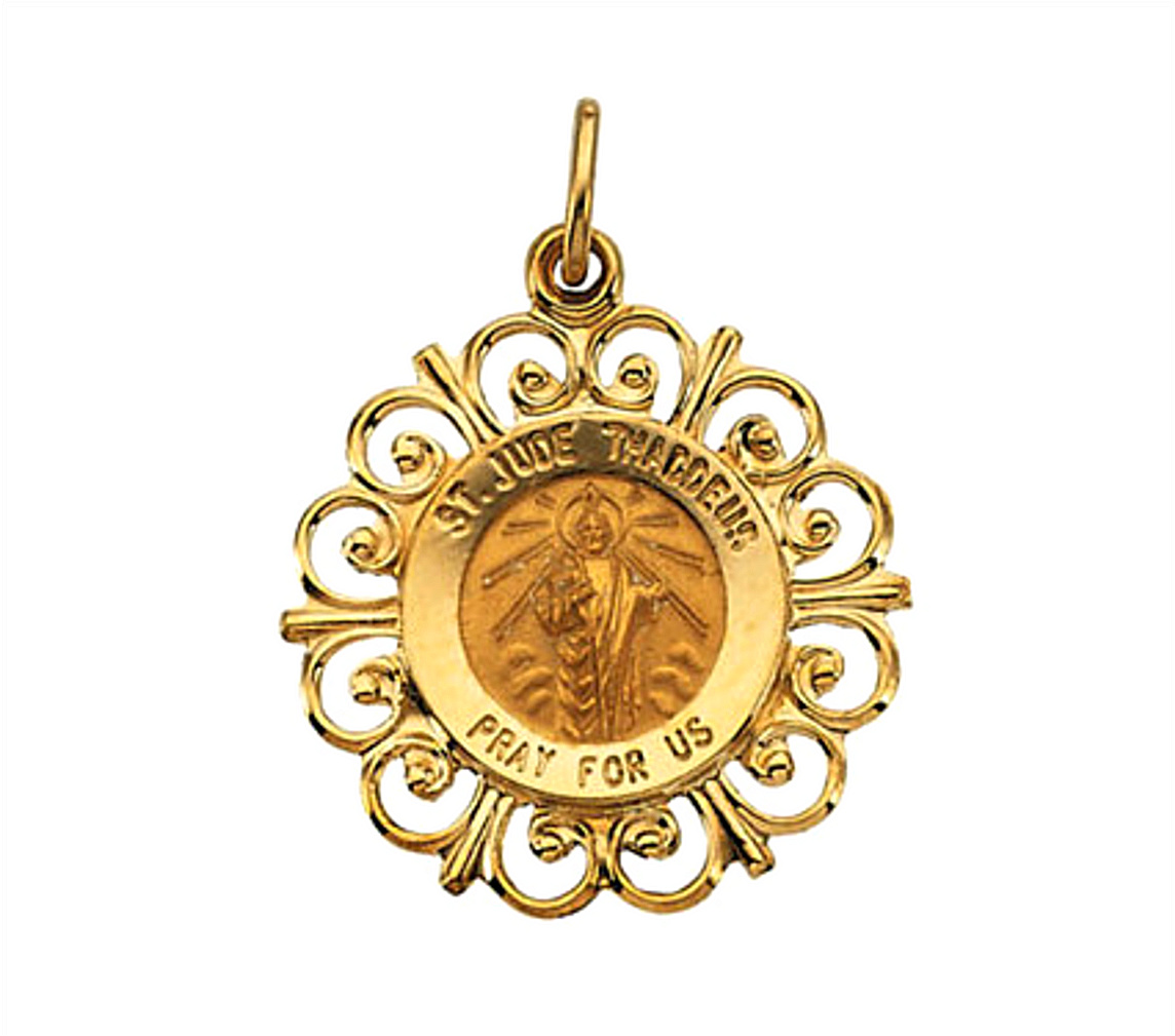 14k Yellow Gold St. Jude Medal (18.5 MM)