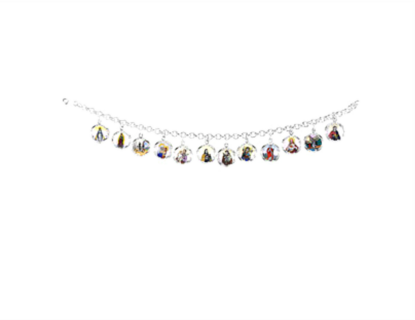 Saints Medals Sterling Silver Charm Bracelet 7.5