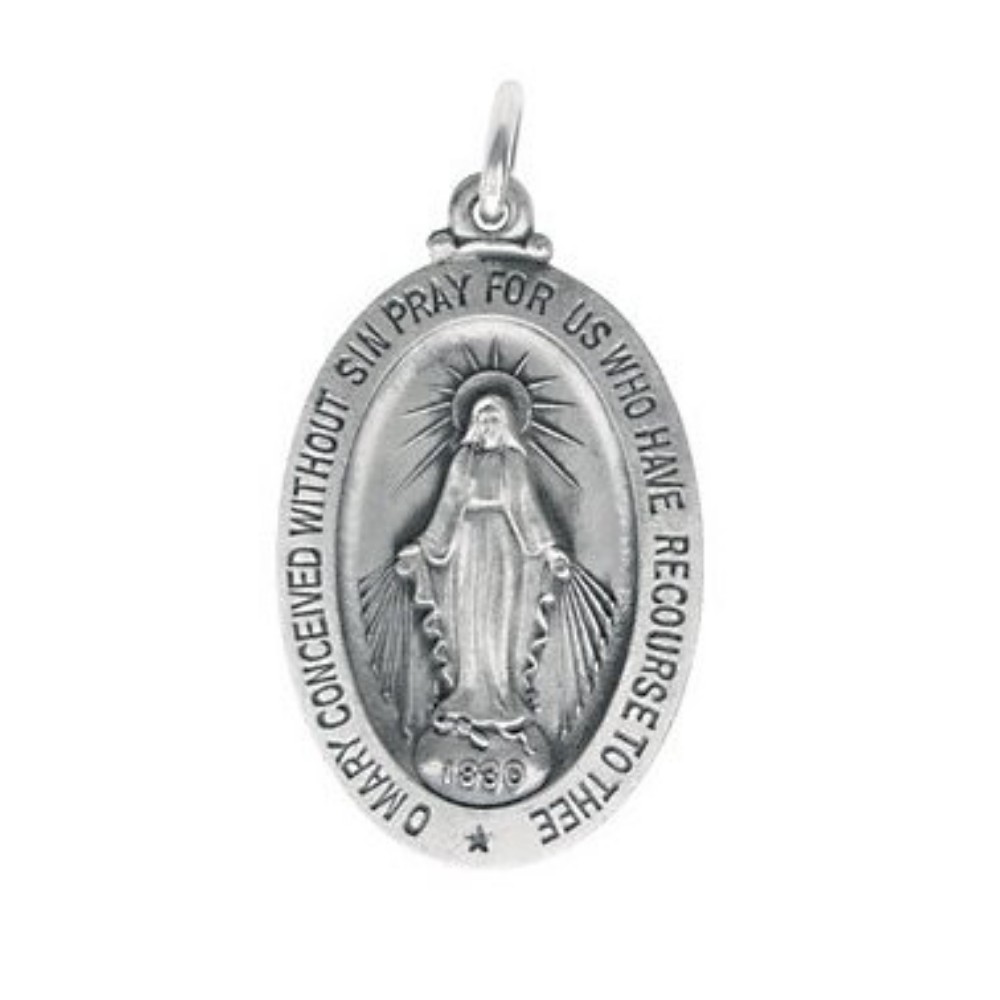 Sterling Silver Oval Miraculous Medal 28.5x17.5 MM R5020_1000MP