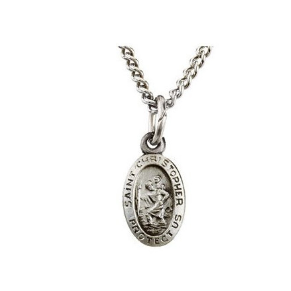 Sterling Silver Oval St. Christopher Medal 8.75x5.75 MM R5023_1000MP