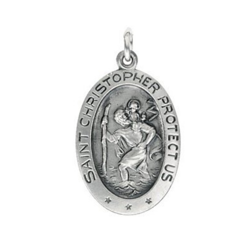Sterling Silver Oval St. Christopher Medal 21x13 MM R5023_1000MP