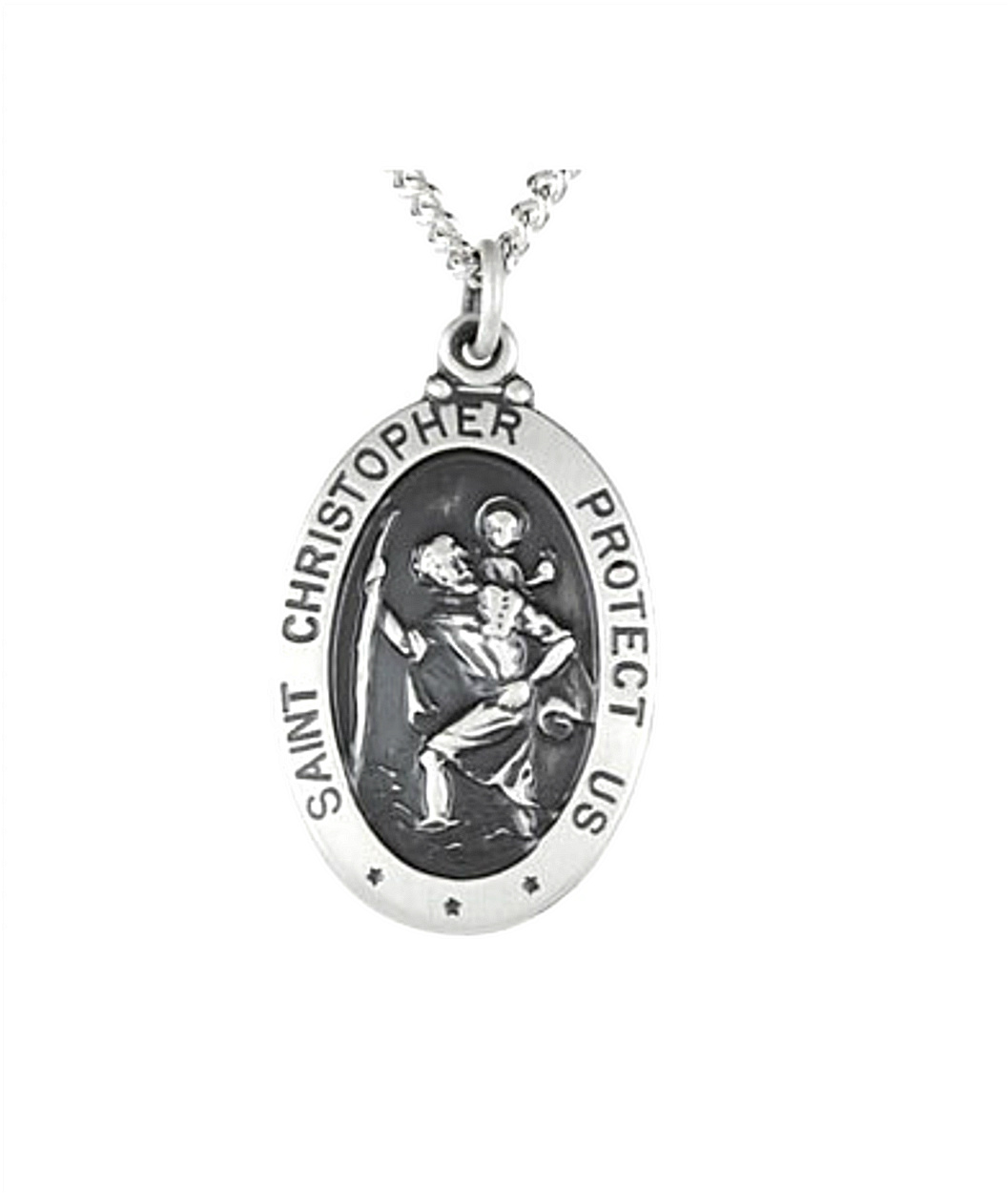 Sterling Silver Oval St. Christopher Medal (25x18 MM).