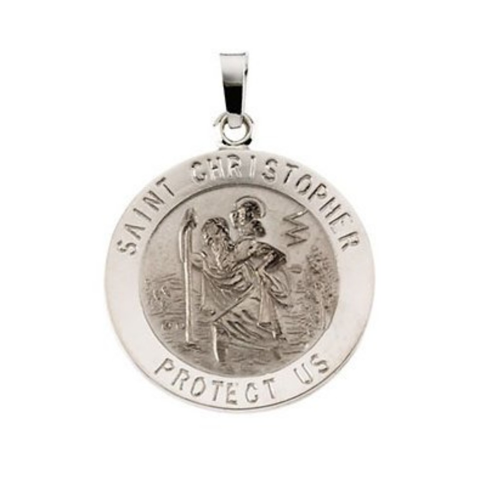 14k White Gold St. Christopher Medal 20 MM R5024_1000MP