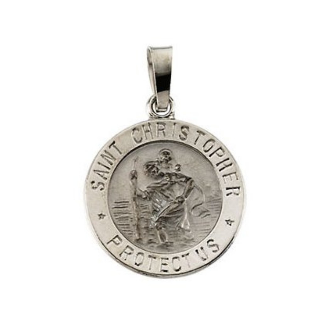 14k White Gold St. Christopher Medal 14.75 MM R5024_1000MP