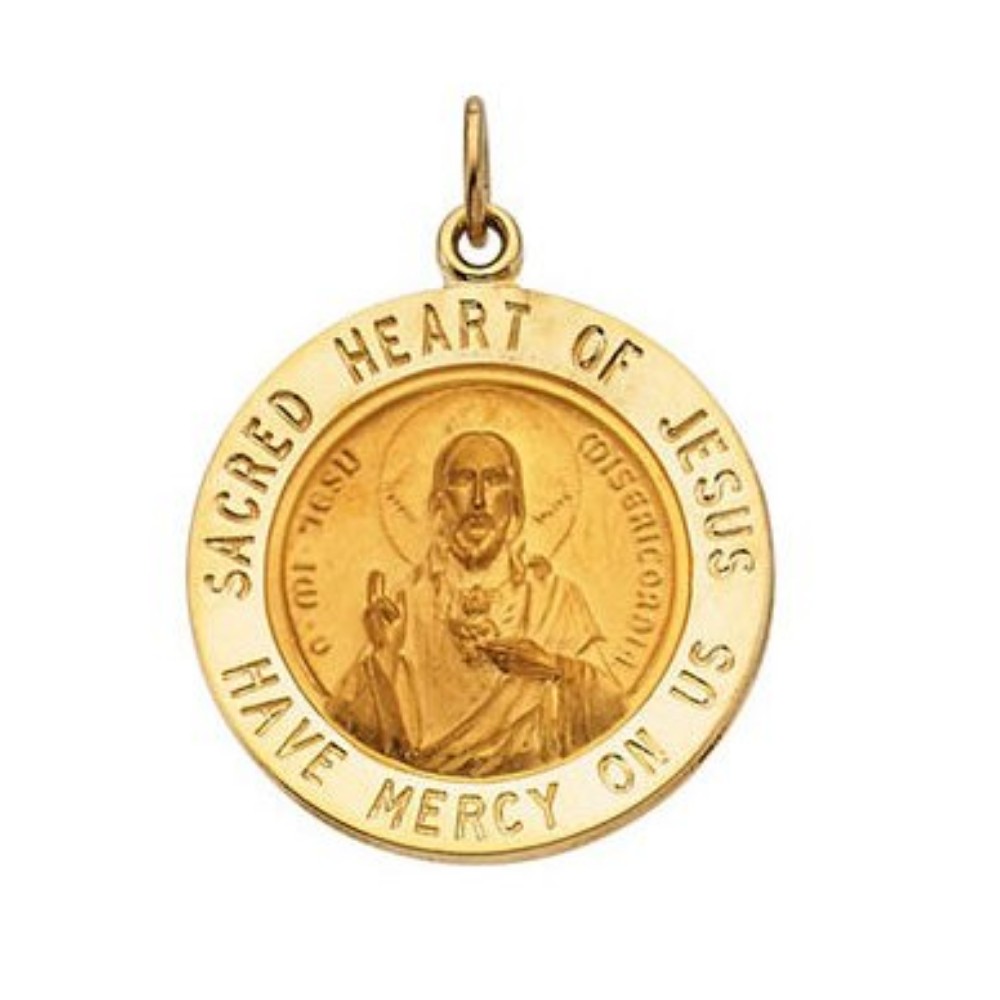 14k Yellow Gold Sacred Heart of Jesus Medal 18.5 MM R5039_1000MP