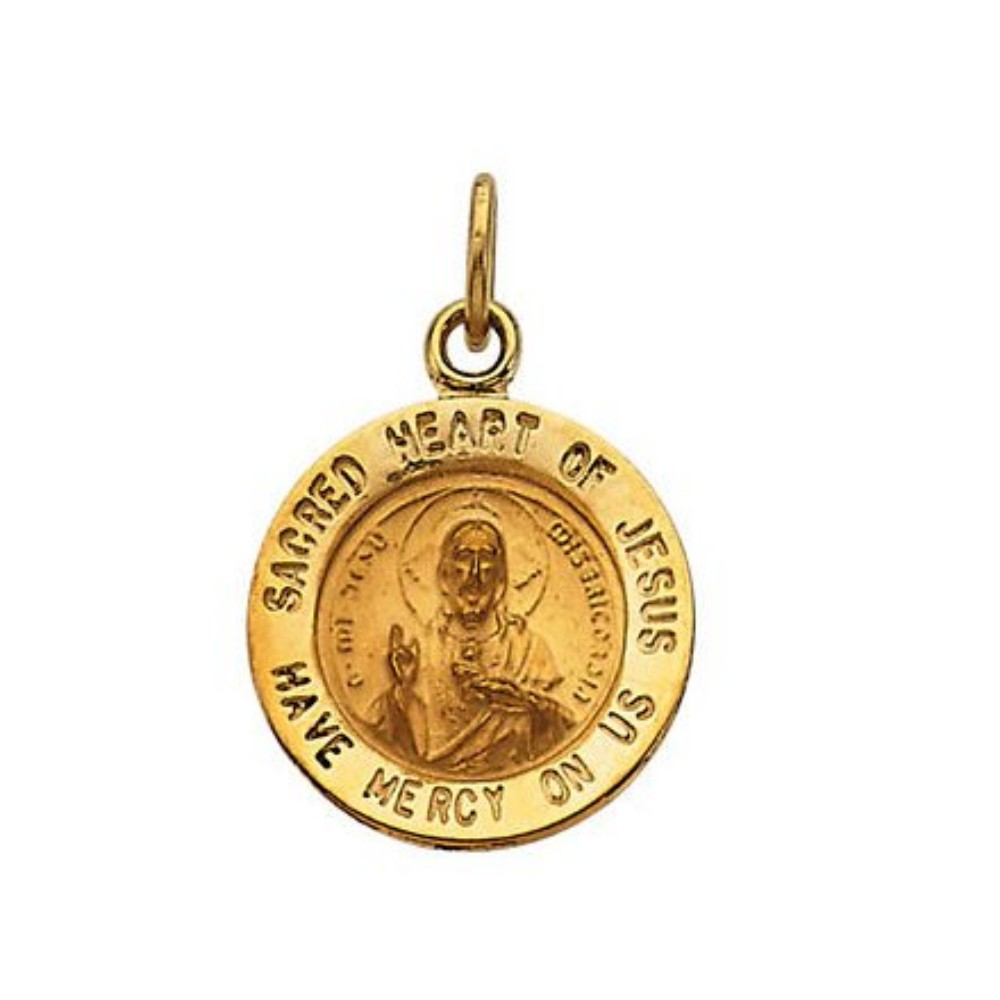 14k Yellow Gold Sacred Heart of Jesus Medal 12 MM R5039_1000MP