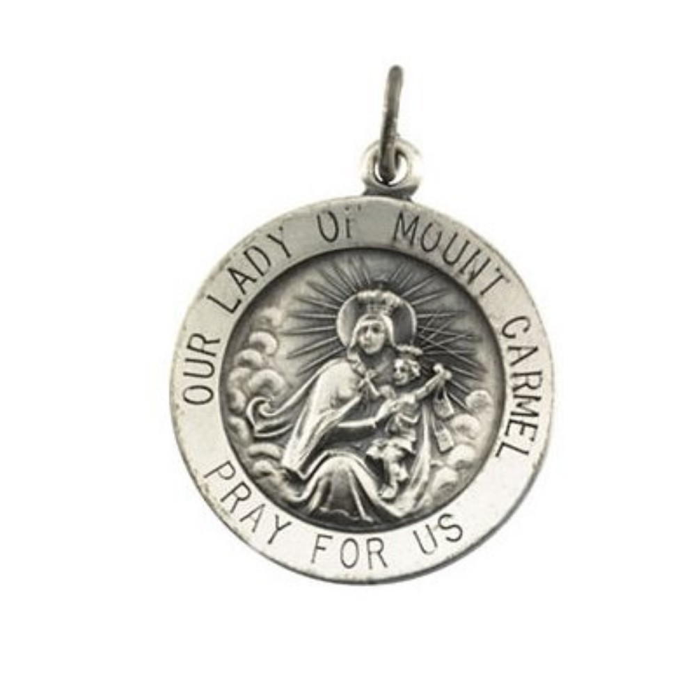 Sterling Silver Our Lady of Mount Carmel Medal Pendant 18.25 MM R5040_1000MP
