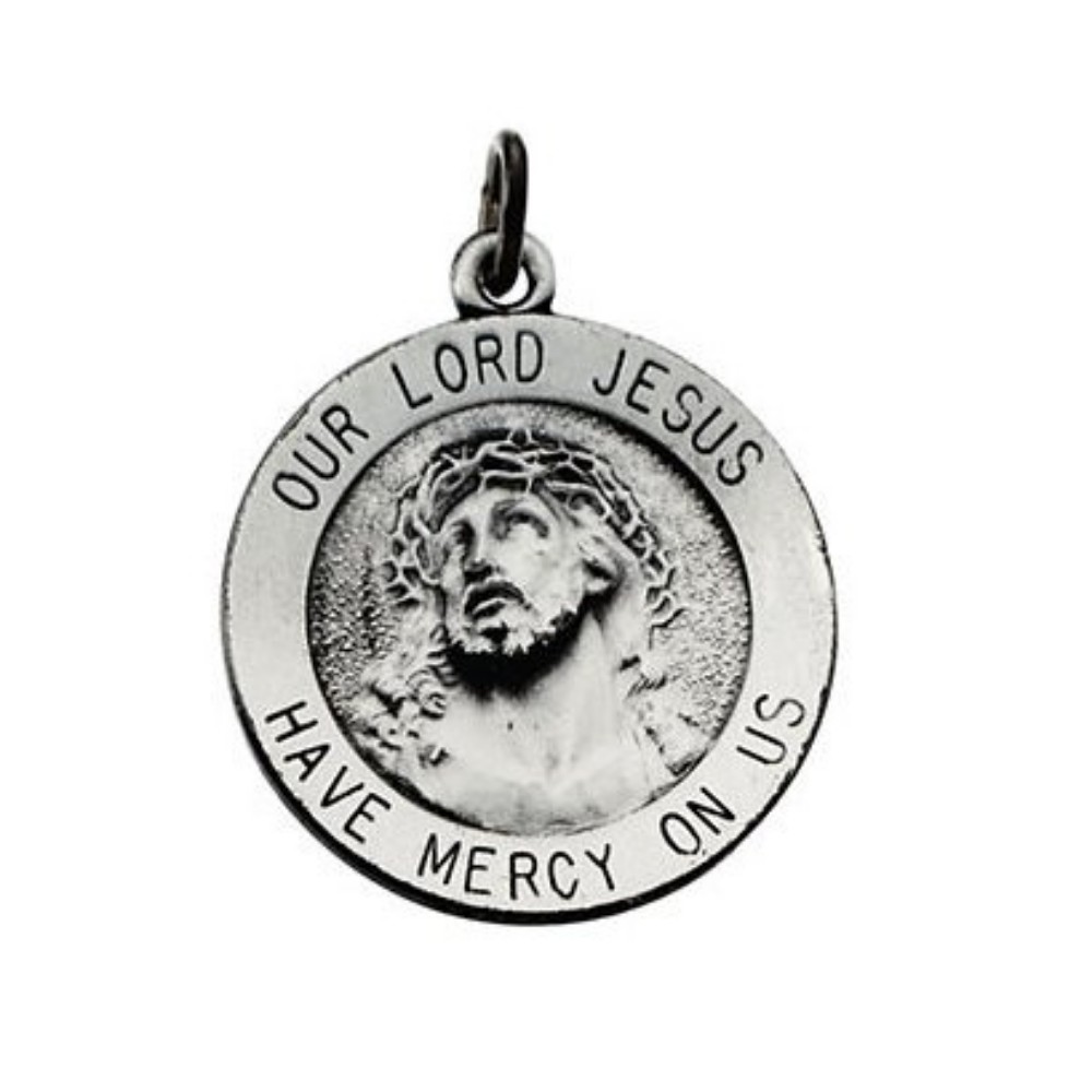 Sterling Silver Round Our Lord Jesus Medal 18.25 MM R5041_1000MP