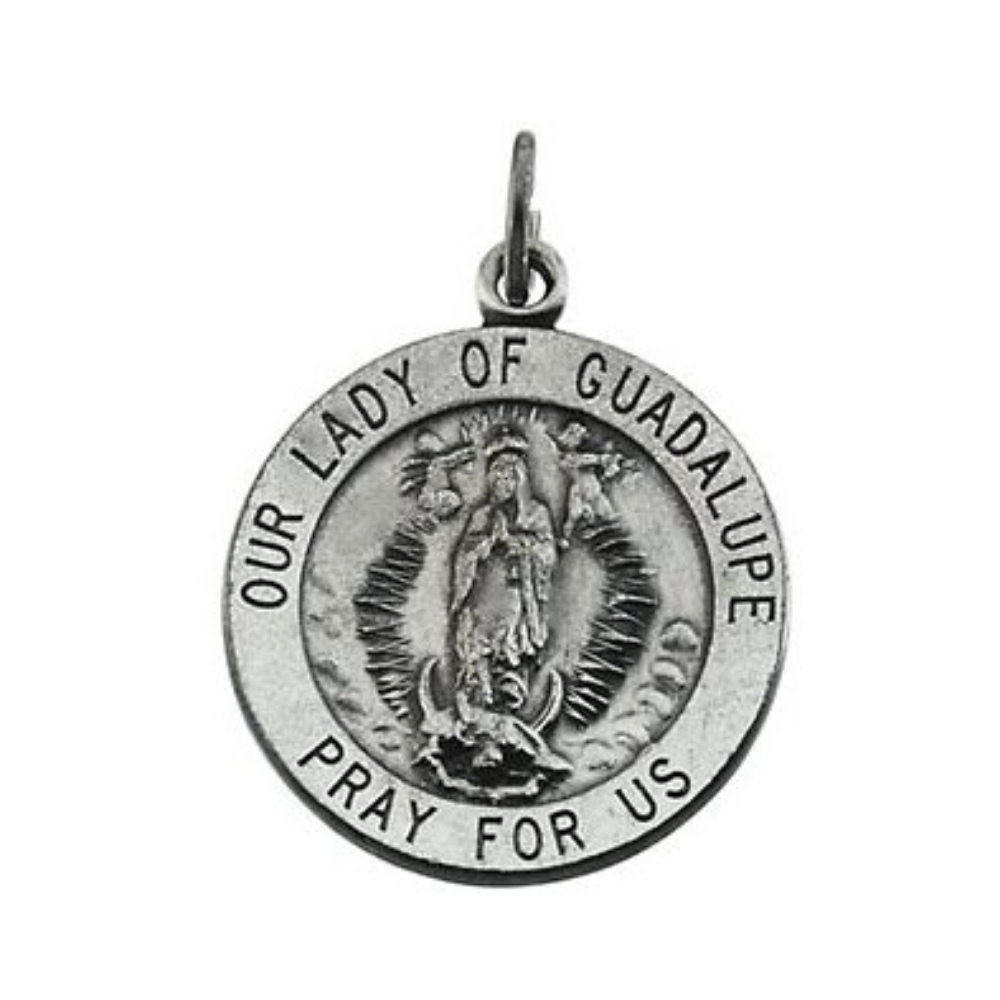 Sterling Silver Round Our Lady of Guadalupe Medal 18 MM R5042_1000MP