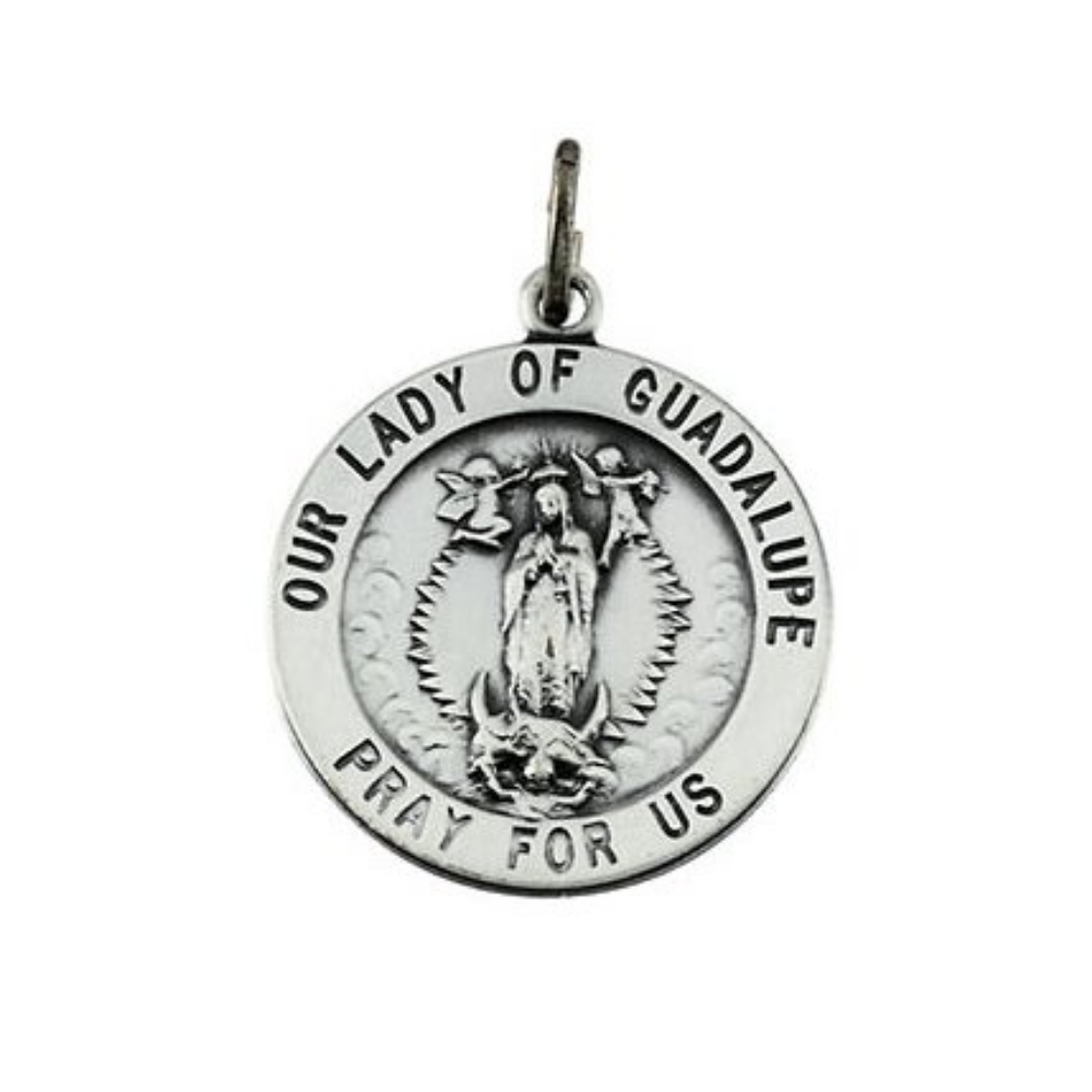 Sterling Silver Round Our Lady of Guadalupe Medal 22 MM R5042_1000MP