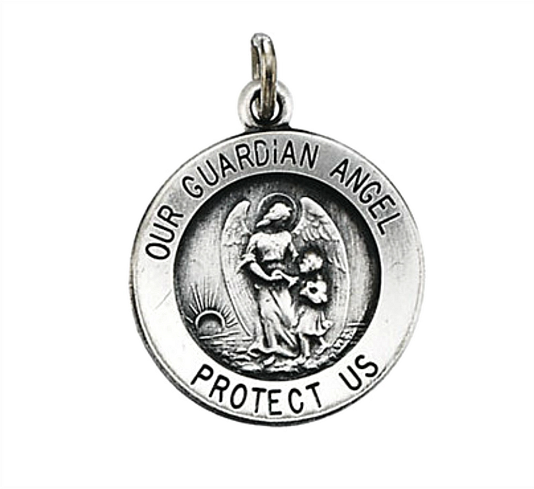 Sterling Silver Guardian Angel Medal (15 MM) R5043_1000MP