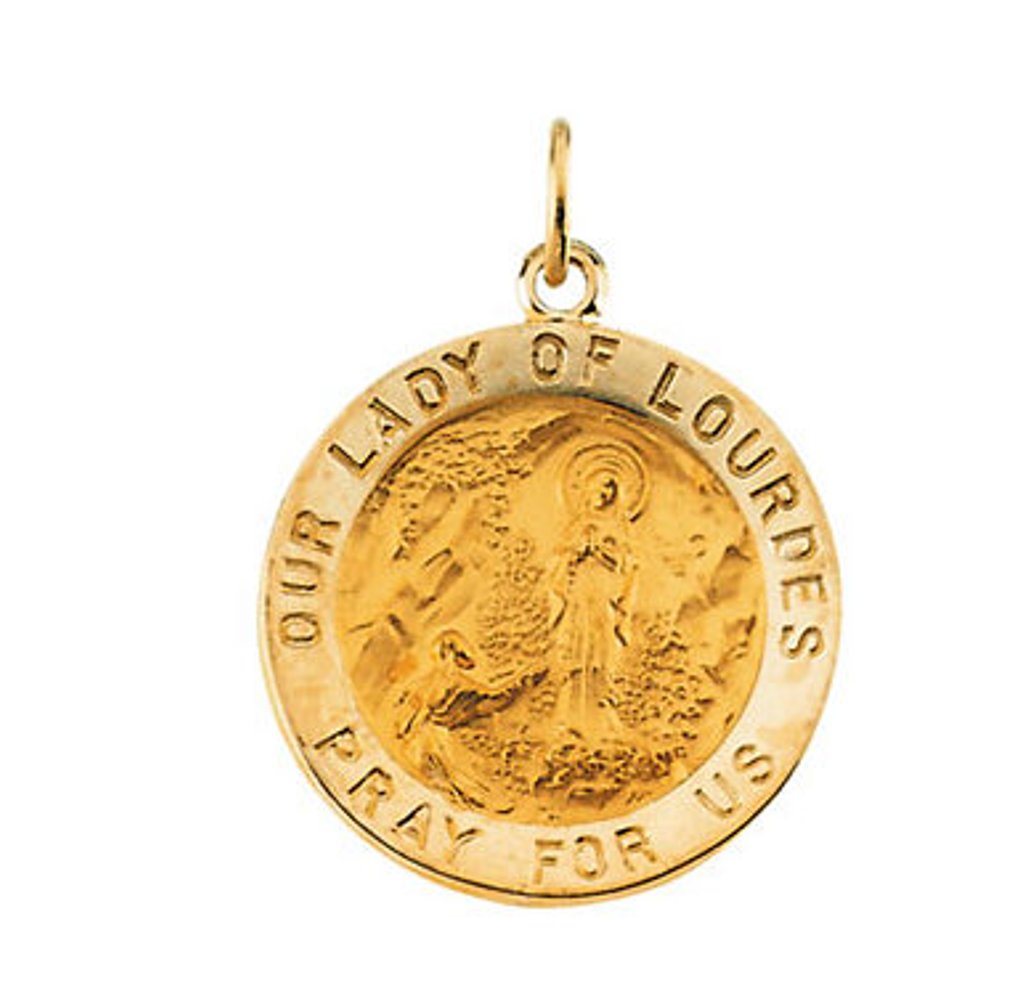 14k Yellow Gold Round Our Lady of Lourdes Medal 18.25 MM R5049_1000MP