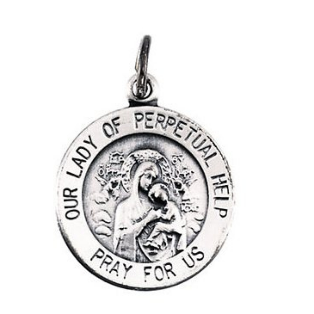 Sterling Silver Our Lady of Perpetual Help Necklace, 18 Inches 14.75 MM R5050_1000MP