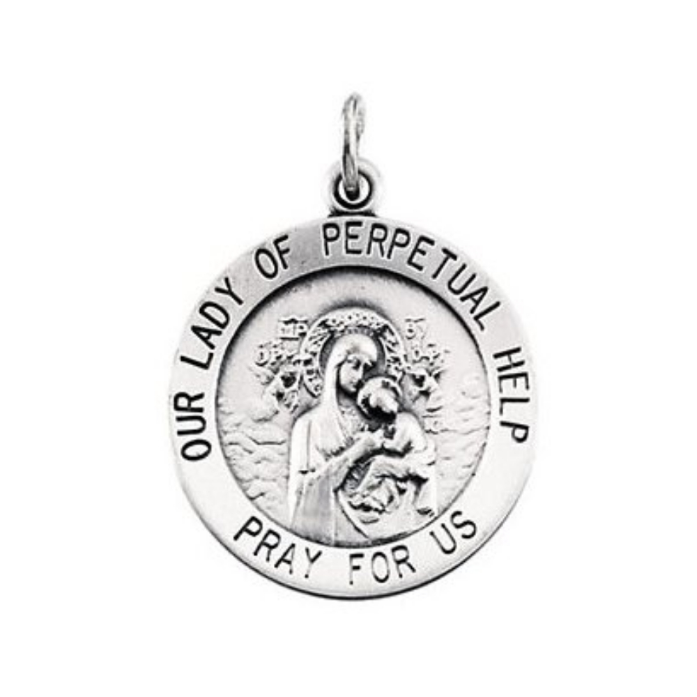 14k Yellow Gold Round Our Lady of Perpetual Help Medal 18.25 MM R5050_1000MP