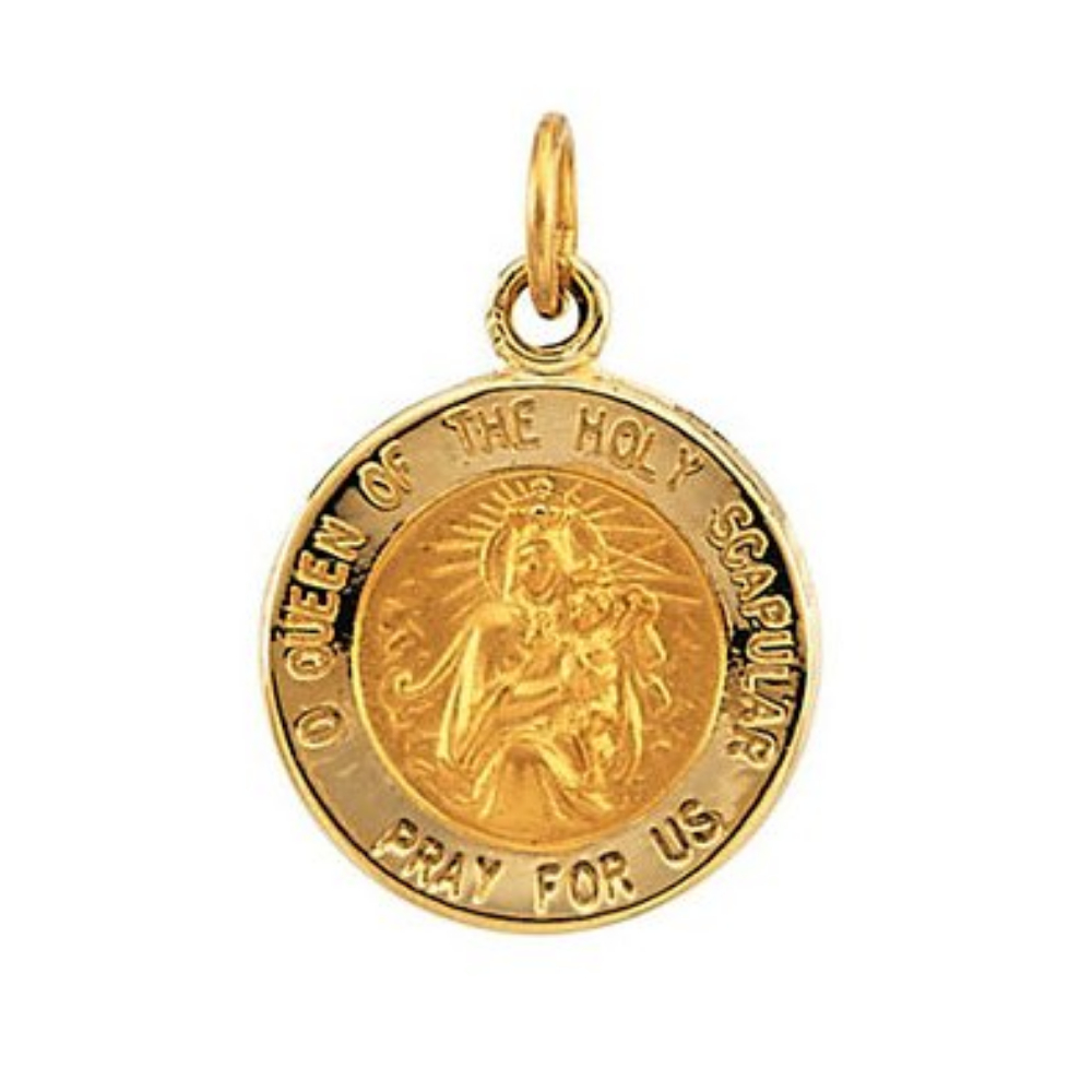 14k Yellow Gold Round Scapular Medal 12 MM R5075_1000MP